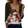 Women's Casual Christmas Print Three-Quarter Sleeve Neck Top