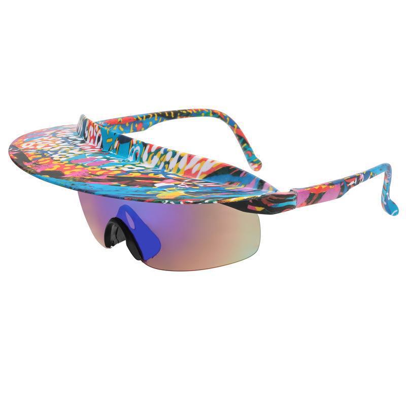 Men'S And Women'S Colorful Hats, Sunglasses, Personalized Brim Sunglasses, Large Frame Cycling Glasses