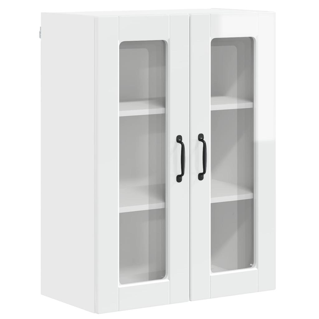 Porto Wall Mounted Glass Cabinet High Gloss White 60 x 31 x 80 cm