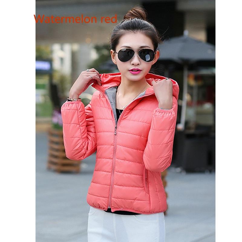 Women Ultra Light Hooded Duck Down Jacket Long Sleeve Pure Color Slim Short Zipper Coats