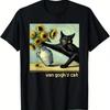 Camiseta Artística Con Pintura De Gato Negro Y Girasol De Van Gogh Estilo Callejero De Algodón Tendencia De Verano Cómoda Moda