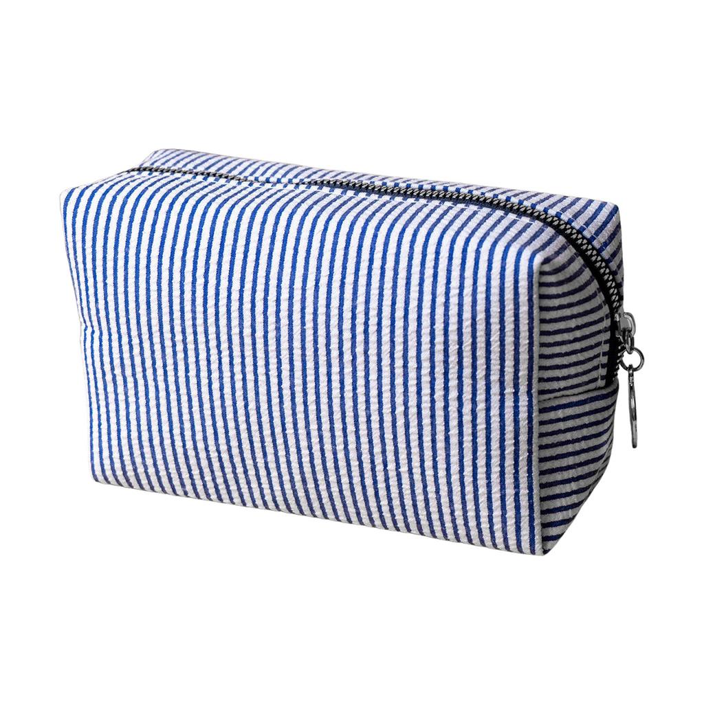 Striped Embroidery Makeup Bag Travel Cosmetic Organizer Waterproof Portable Toiletry Pouch For Women