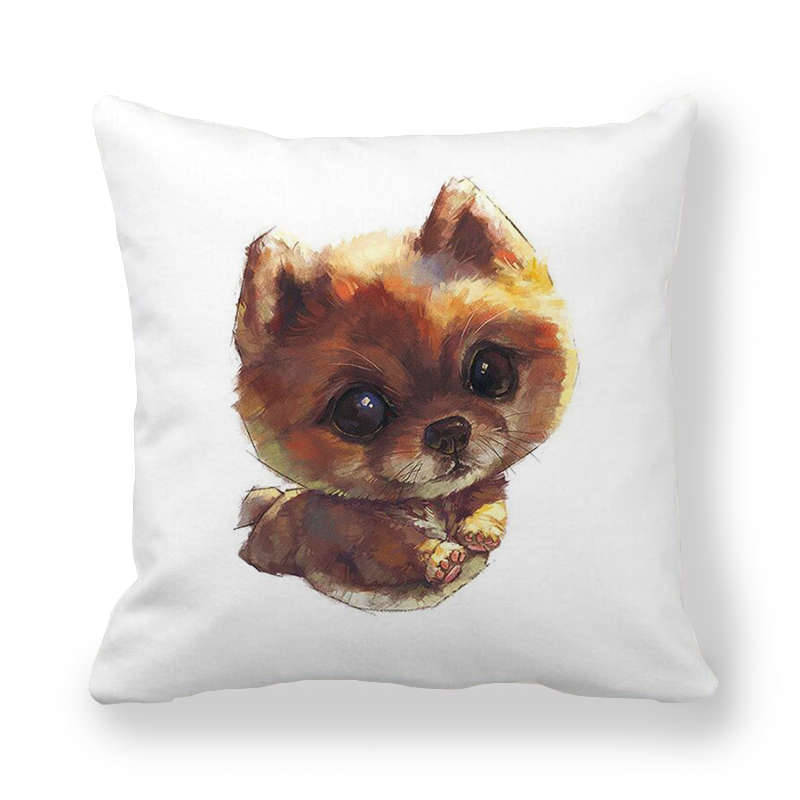 Cartoonish Cute Animal Patterns Digital Printing Short Plush Pillow Covers For Car Sofa Office Cushion Cover Home Goods