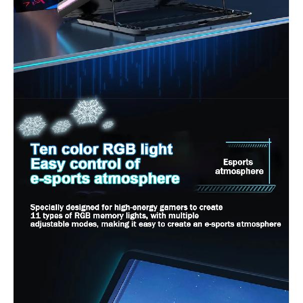 D17 Gaming Laptop Cooling pad for 15-21'' Notebook Cooler Stand w/ RGB Light 2 Fans 5 Angle Adjustable LED Screen Laptop Bracket