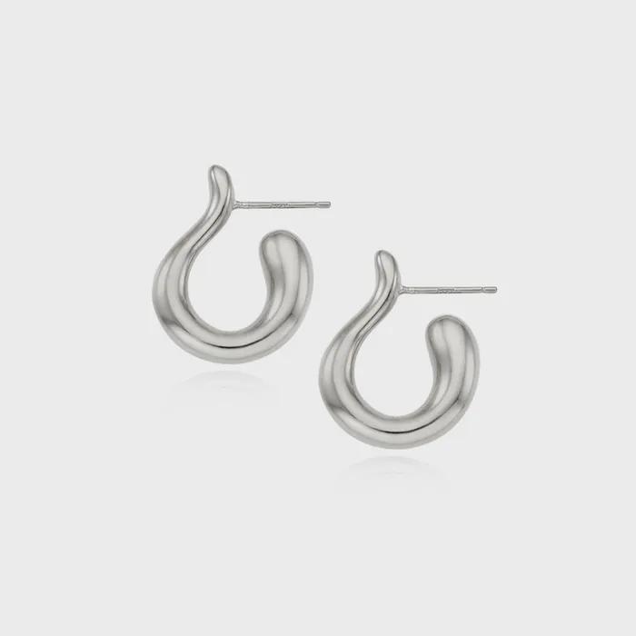 [Silver] Valley Note Hoop Earrings e113