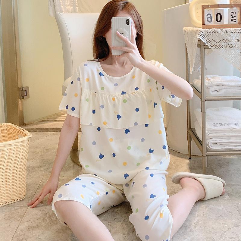 Anti-bumping cotton and silk pajamas women's summer Korean version of small fresh and cool loungewear Japanese students short-sleeved cotton