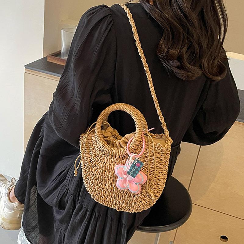 New Fashion Women Woven Bag Portable Basket Female Summer Popular Crossbody Straw Bag