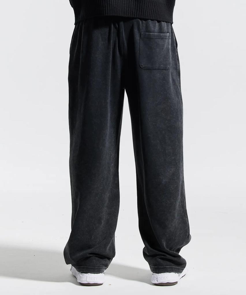 CREAM SODA LAB Quarter Teamplay Pigment Wide String Pants Black White