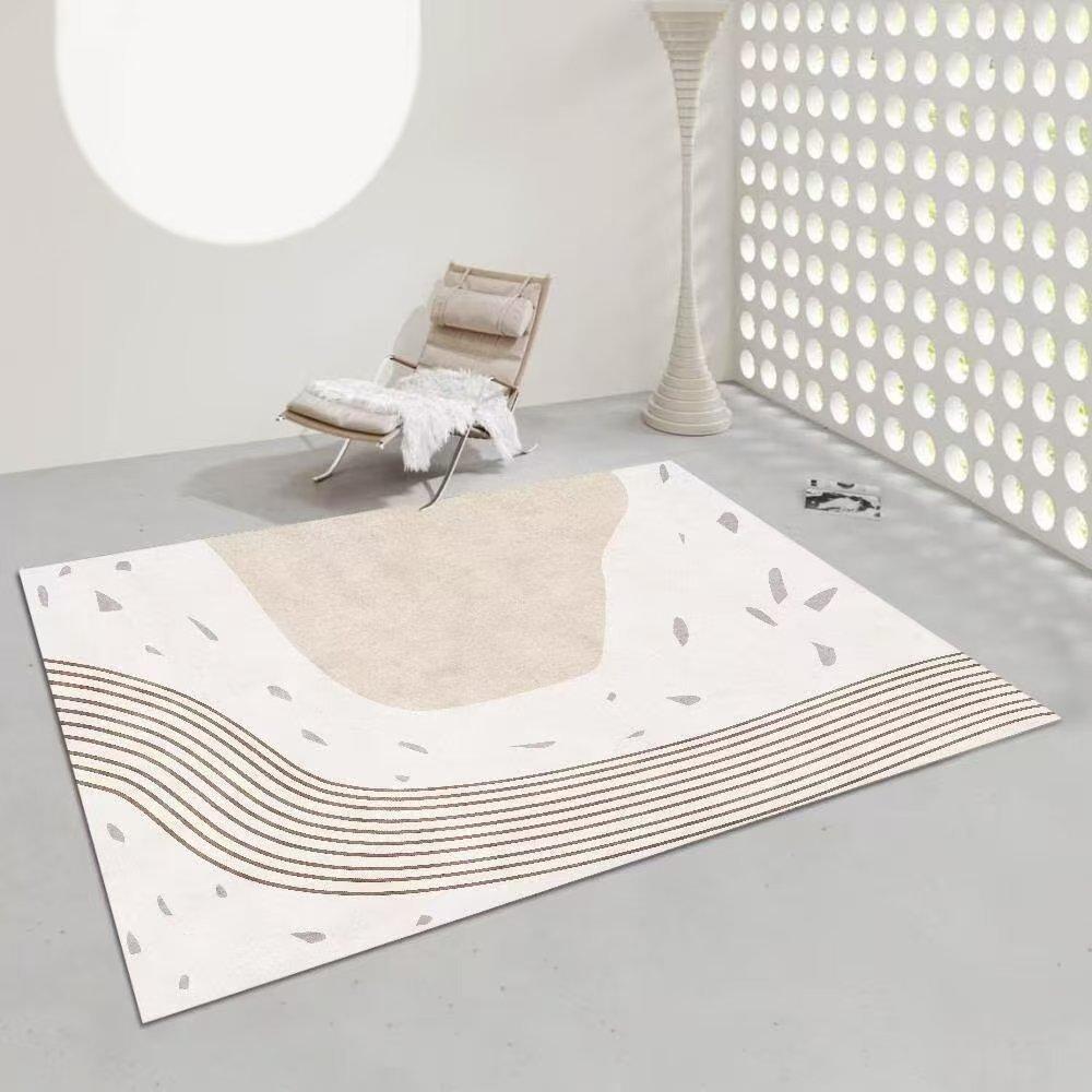 Cream Style Living Room Decoration Large Carpet Pink Abstract Geometric Print Carpet Sofa Bedroom Bedside Non Slip Foot Pad