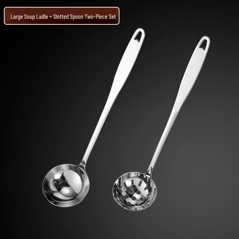 304 Edelstahl Suppenkelle mit langem Griff und Abtropflöffel Set