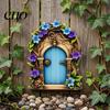 Transparent Acrylic Outdoor Decor Wooden Fairy Garden Decoration, Tree Hollow Cottage Door with High-Definition Waterproof Ornament UV Printing,