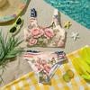 Girls Two Piece Swimsuit Set Summer Tankini Top and High Waist Bottoms Floral Print Lightweight Swimwear for Kids Beach Pool