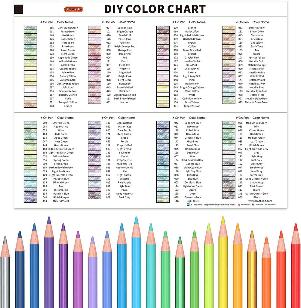 Shuttle Art Colored 172 Colored Color Pen Adult Coloring Metallic Illustration Paper For Kindergarten Entrance Gift Pencils, Colors, Oil-based