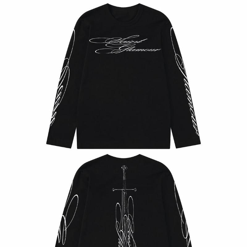 

Мода Y2K повсякденний топ з принтом хреста осінній з довгим рукавом вільний чоловічий та жіночий M чорний