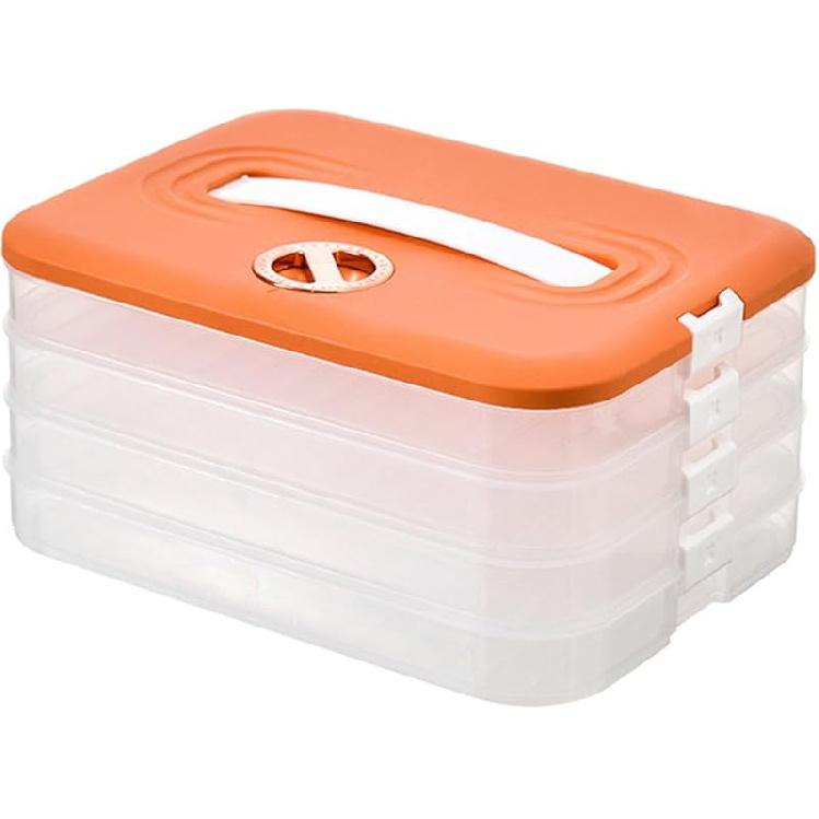 Dumplings Storage Box Multi Layer Stackable Food Storage Container with Lid and Handle Time Recoder Cookie Carrier
