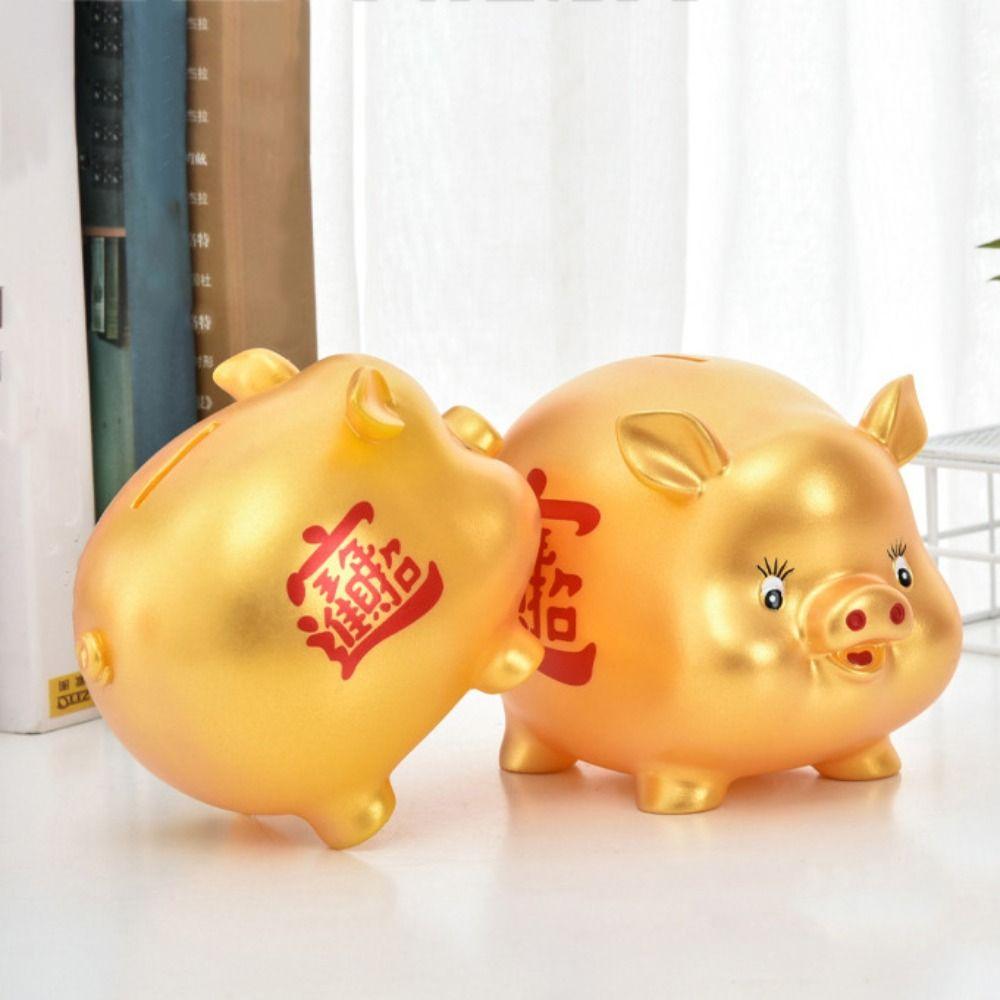 Zodiac Horse Pig Coin Jar Gold Red Coin Saving Box Durable Cartoon Piggy Bank  New Year Celebration