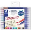 Feutres De Calligraphie - Staedtler - 12 Couleurs - Double Pointe - Assortis