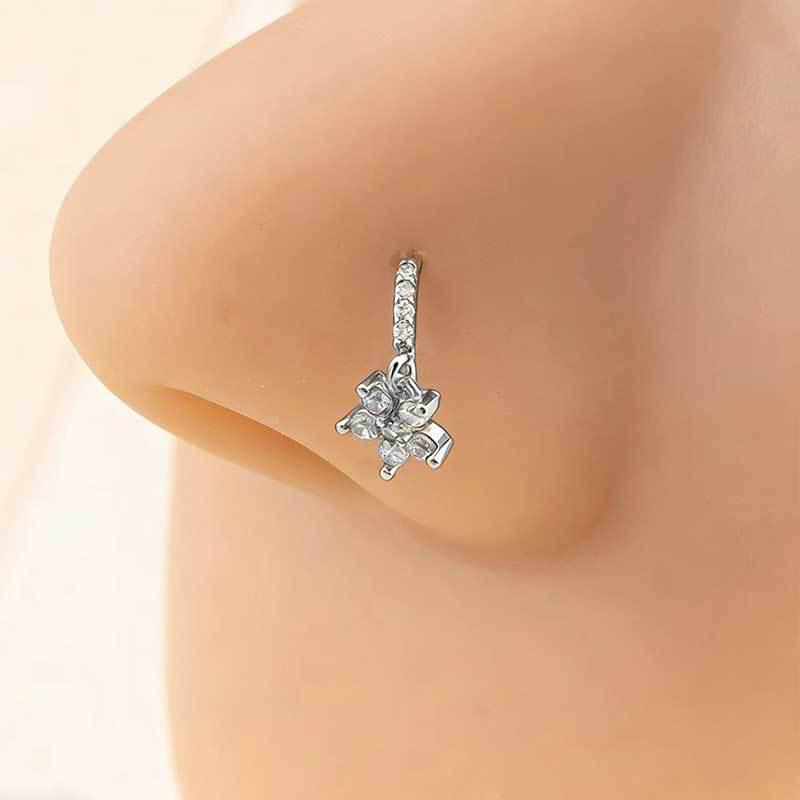 Unisex Star and Moon Zirconia Nose Stud: Cross-border European American Trendy Pierced Cool Copper Jewelry
