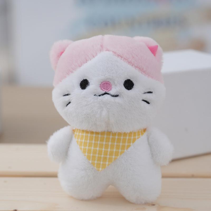 Kawaii Cat Plush Keychain Charming Gray Stuffed Animal With Customizable Design