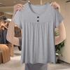 This Summer's New Versatile Foreign-style Button Design Pullover Short-sleeved Top Large-size Women's Loose Clothing