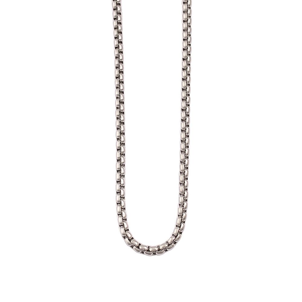 Trendy European & American Square Pearl Necklace: Titanium Stainless Steel Chain for Men & Women