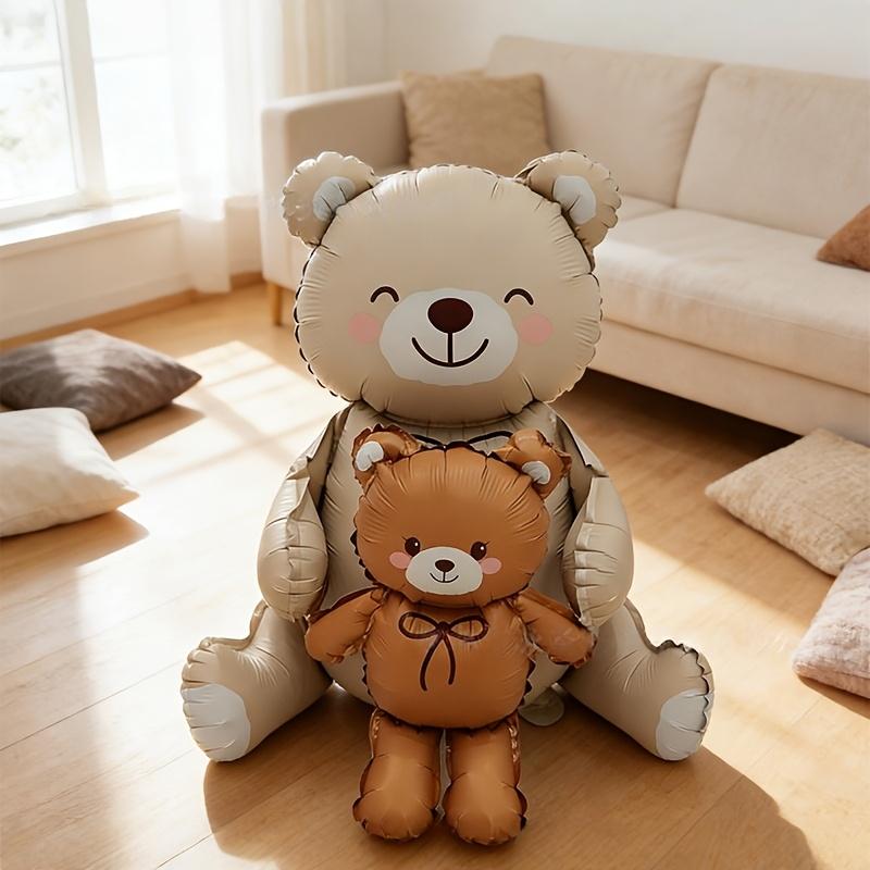 2pcs Brown Cartoon Bear Shaped Balloons, Used for Birthday Themed Parties, Valentine's Day, Anniversaries, and Photo Props