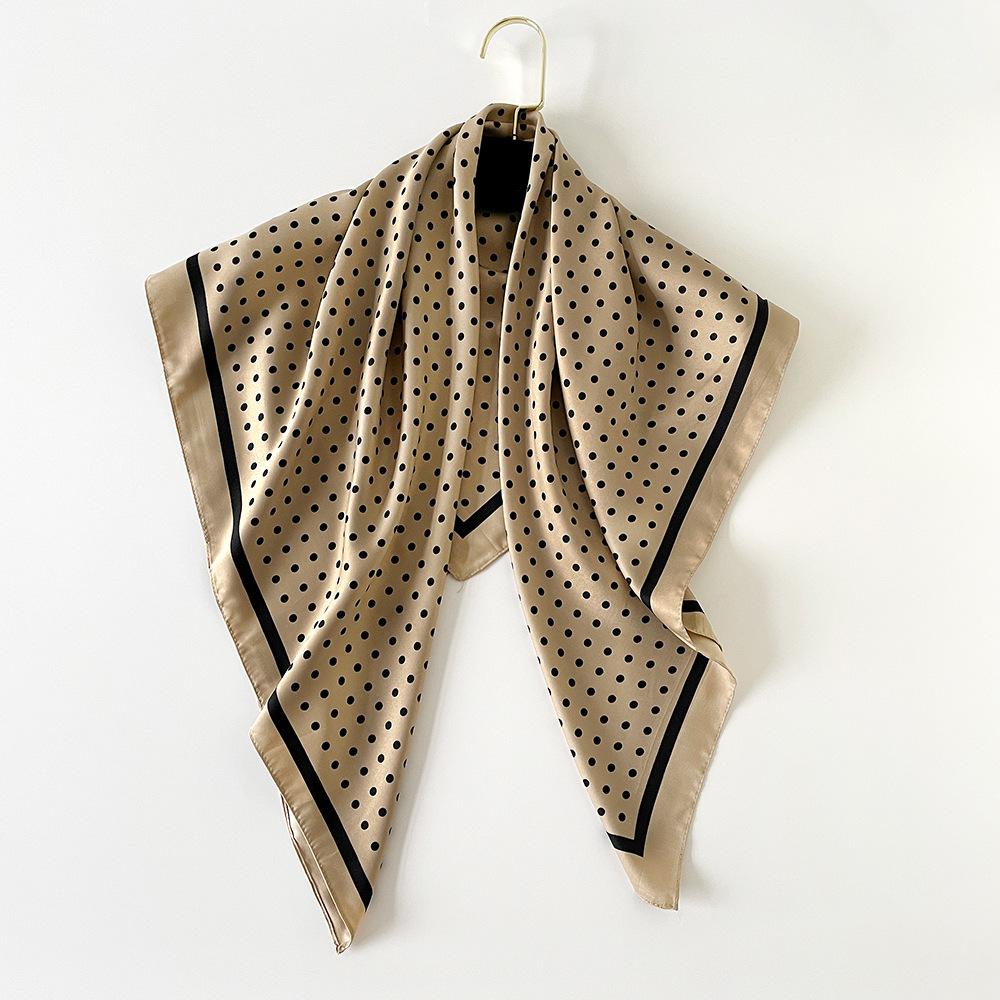 Polka dot printed silk scarf 90cm twill silk square scarf high-end women s European and American headscarf new scarf shawl 90*90cm