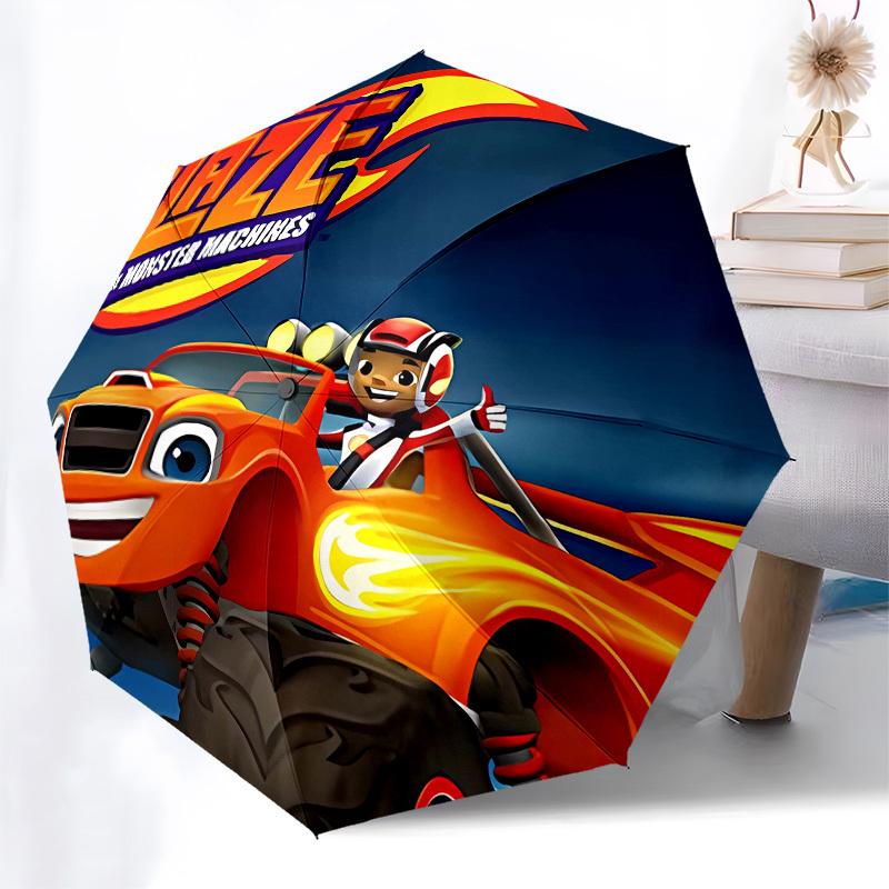 Blaze, Monster Machines Automatic Opening and Closing, 8 Rib Structure Portable Umbrella, Suitable for Men and Women In All Seasons Perfect