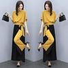 Completo pantalone a gamba larga da donna: Set Estivo a Due Pezzi con Fiocco 2025, Elegante e che Non Dimostra l'Età.