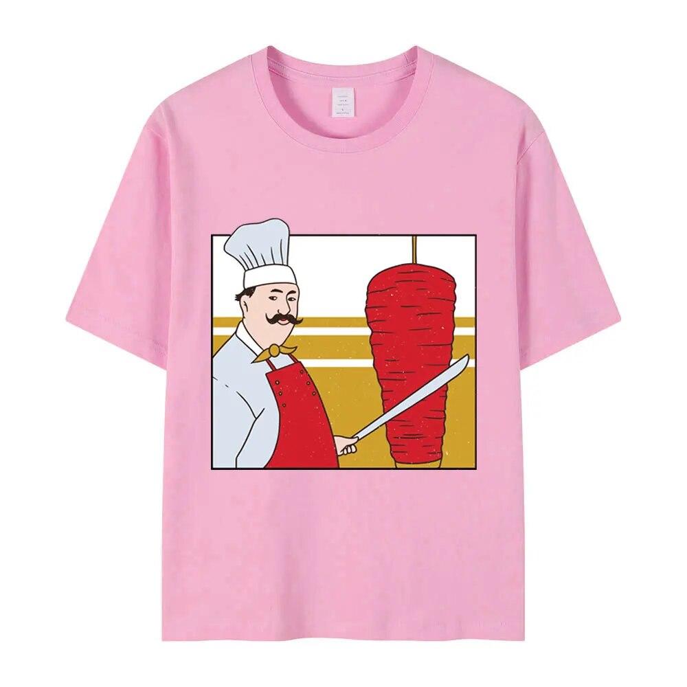 Hot Sale Funny Doner Kebab Print T Shirt Unisex Street Fashion Oversized T Shirt Unisex Women Hip Hop Harajuku Pure Cotton T-shirts