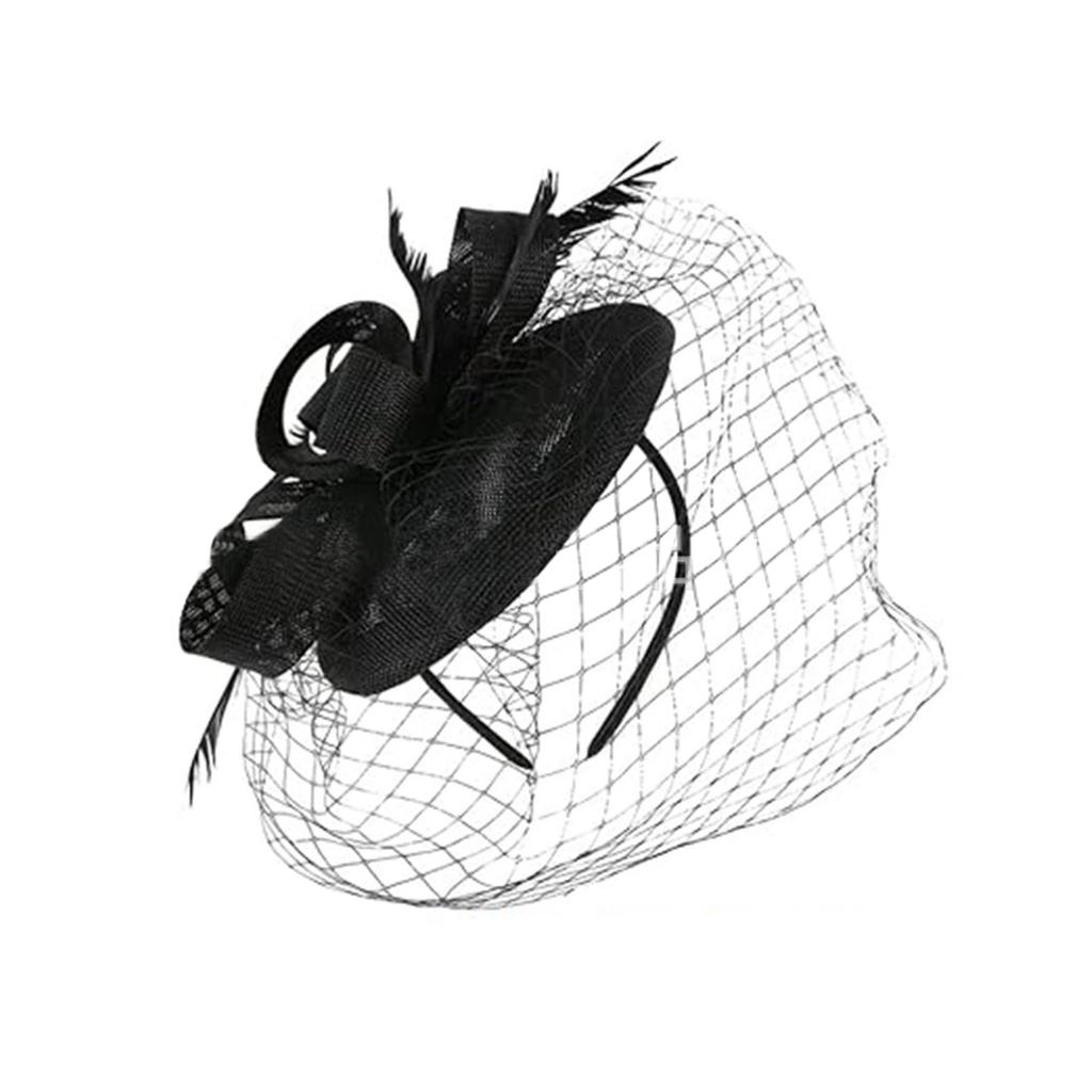 Fascinator Hat Veil For Women, Retro Tea Party Pillbox Derby Kentucky Hat Fascinator Feather Headpiece Art Deco For Party Acessories