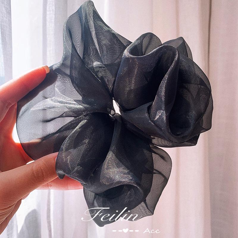 Organza Hair Tie for Women - Korean Style Rubber Band with Leather Case
