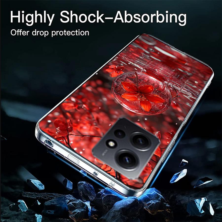 Snow fall Red Peach Blossoms Phone Case For Redmi 12 13C 12C 15C 9 10 10C Note 13 Pro Plus 14 15 Pro 9T 9C 9A TPU Soft Cover Cle