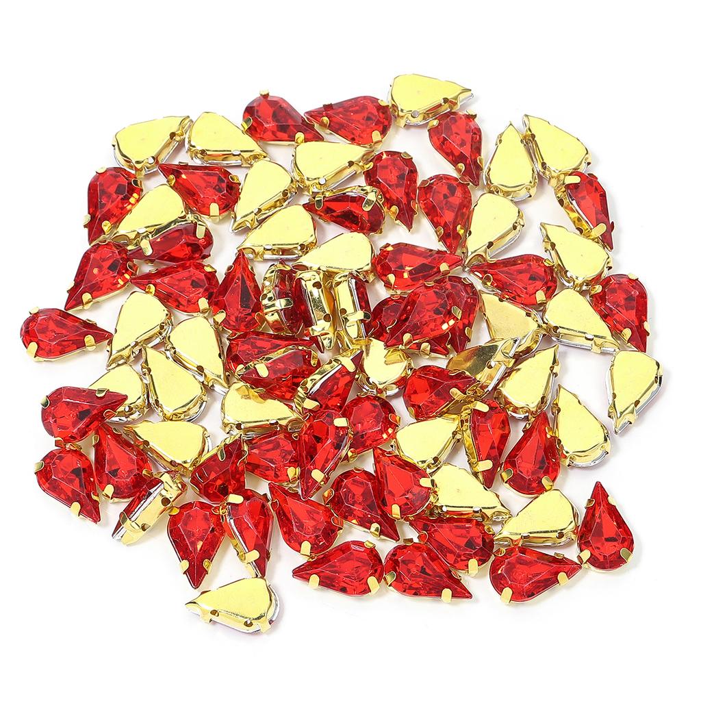 50pcs Water Drop Claw Rhinestones Stainless Steel Gold Bottom Acrylic Pointed Claw Drill For DIY Clothing Headwear Jewelry Decor