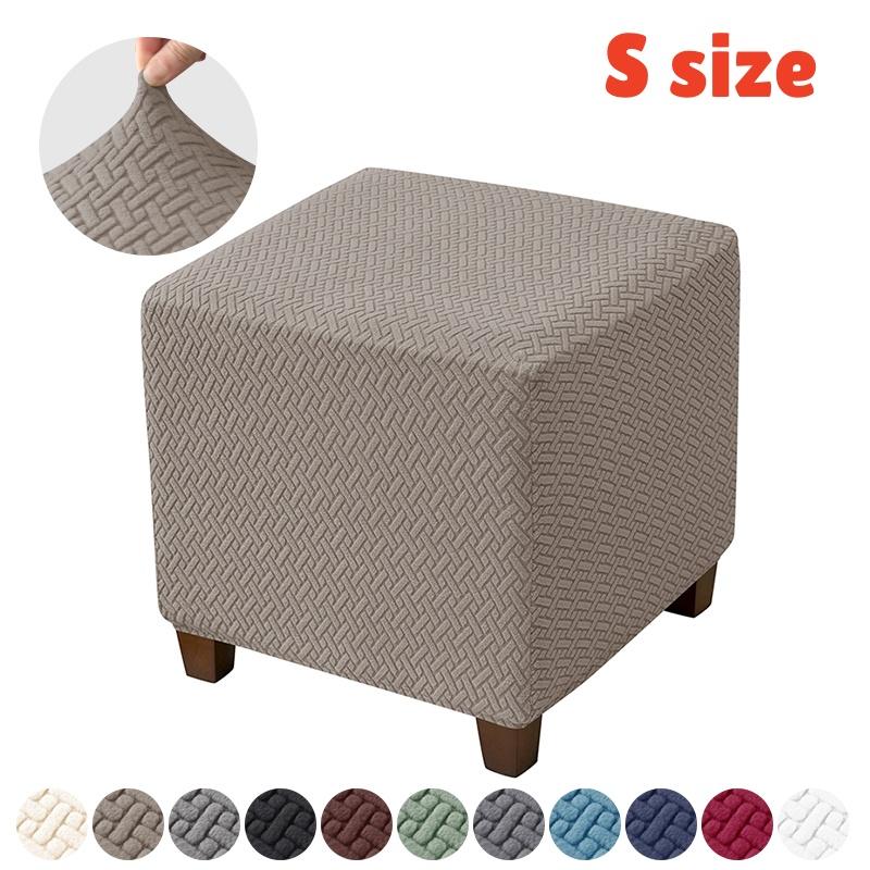 Jacquard Stretch Ottoman Cover S/M 2 Size Living Room Sofa Footrest Stool Slipcover Anti-scratch Pouf Covers Home Decoration