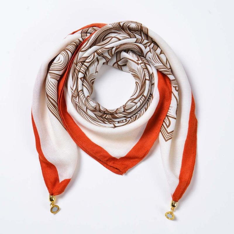 Hot-selling magnetic buckle velvet warm square scarf women's spring and autumn versatile silk scarf scarf temperament small scarf