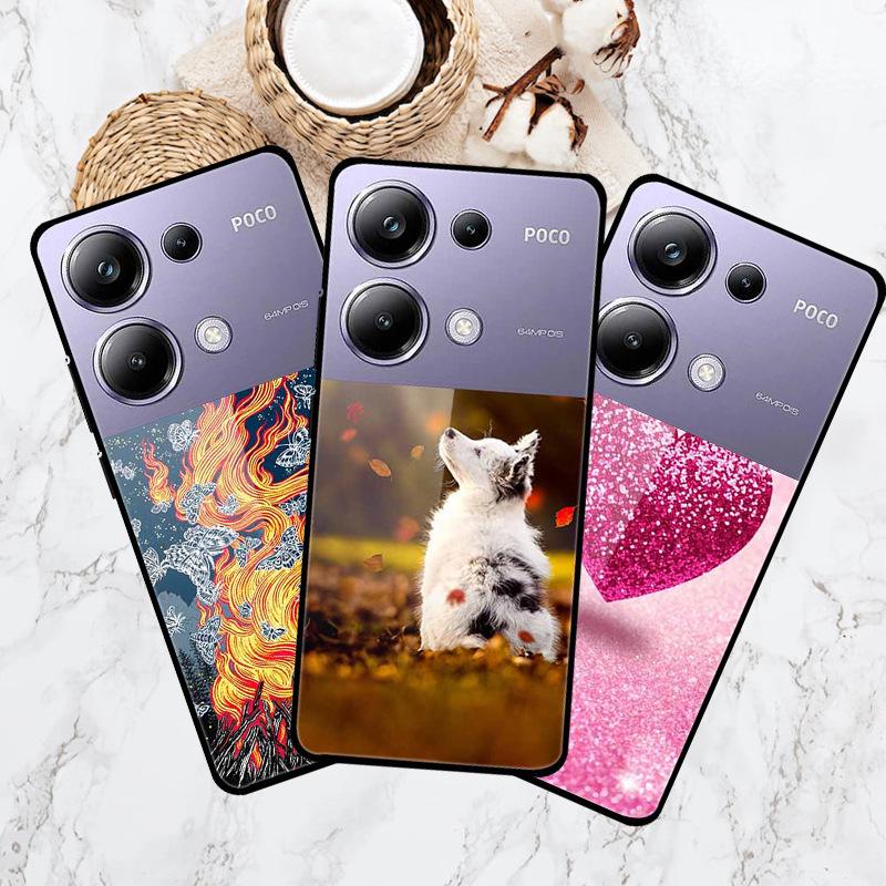 Colorful Aesthetic Tempered Glass Phone Case for Redmi 12 5G & POCO M6 PRO