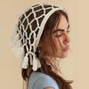 Coiffe d'été tissée à la main, foulard ajouré, foulard ethnique crocheté pour femme, foulard à franges
