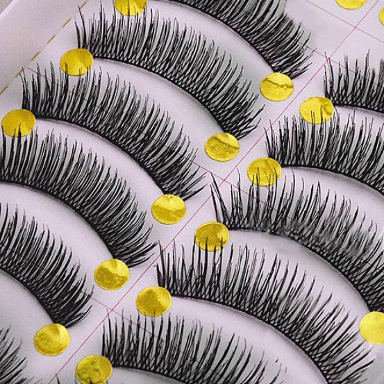 10 Par Handgjorda Långa Tjocka Korsande Lösögonfransar Smink Ögonfransar Förlängning