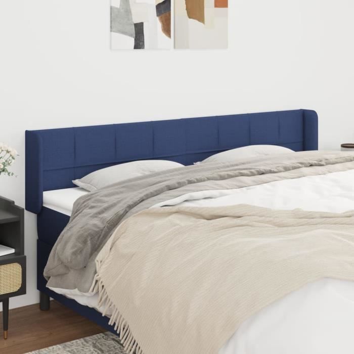 VidaXL Tête de lit avec oreilles Bleu 163x16x78-88 cm Tissu3118780