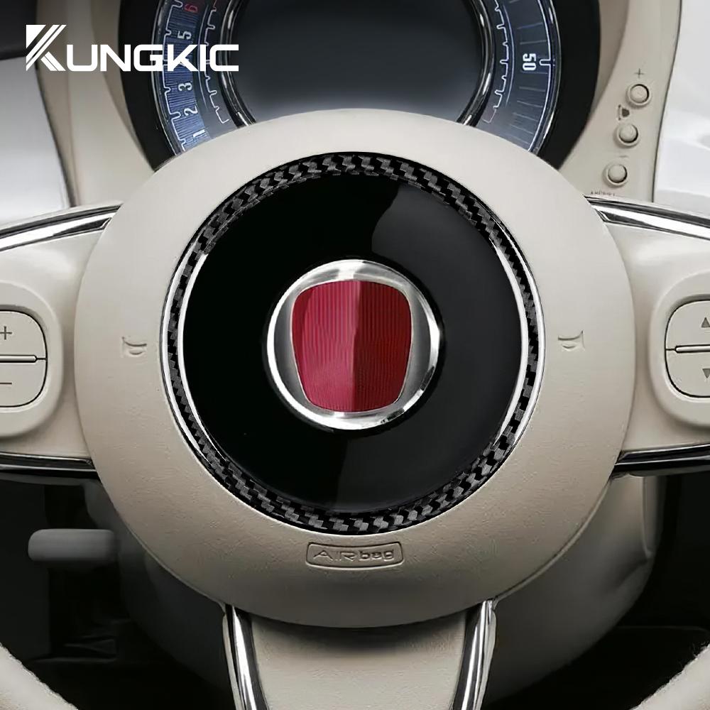 Real Hard Carbon Fiber Sticker For Fiat 500 Abarth 595 695 2008 2009 2010 2011-2018 2019 2020 2025 2025 2025 Steering Wheel Ring