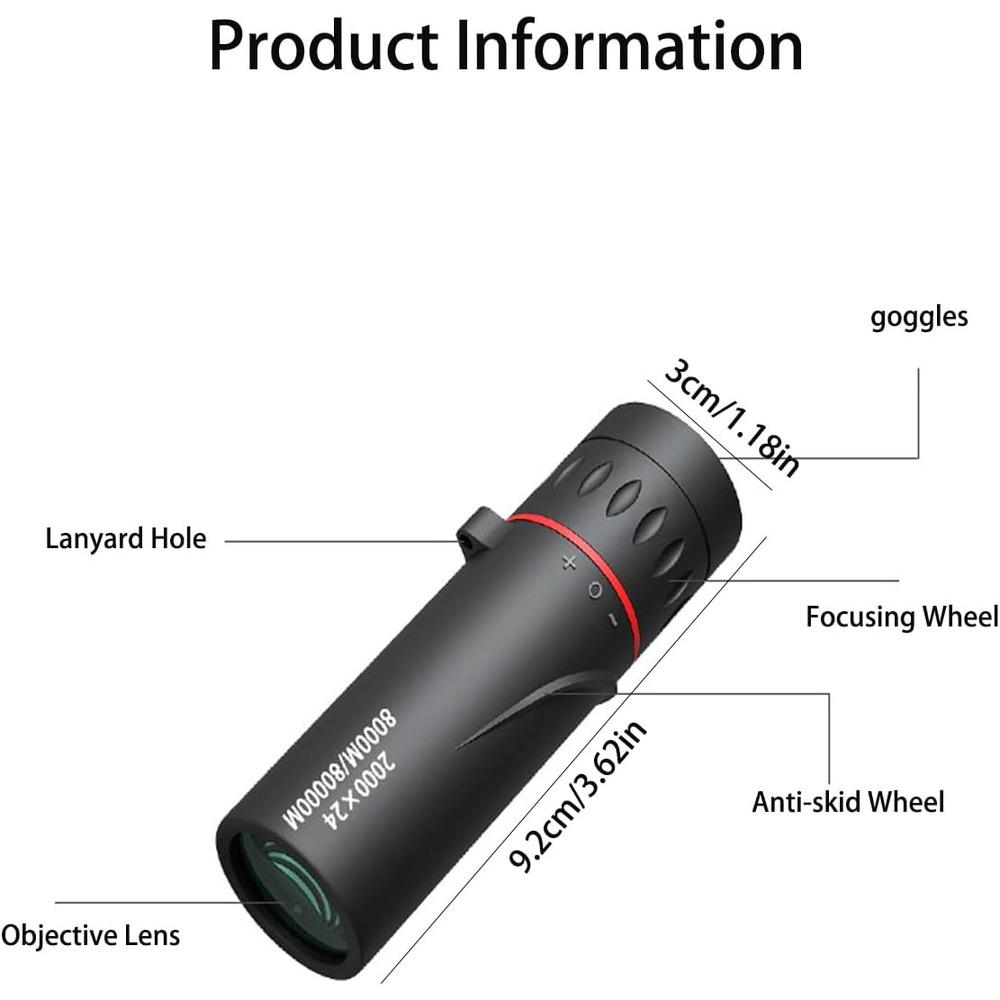 2000X25 High Power Mini Monocular, Waterproof Telescope for Moon Watching, Birding, Travel, Concert, Hunting