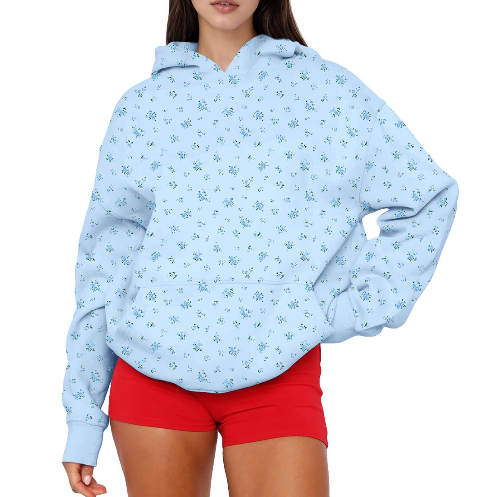 

Women s Fashion Women s Lightweight Long Sleeve Pullover With Pockets Preppy Graphic Hoodie XL