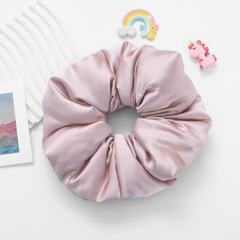 Silk Hair Tie Women 9.5cm Wide Satin Scrunchie With Soft Filling High Elasticity Handmade