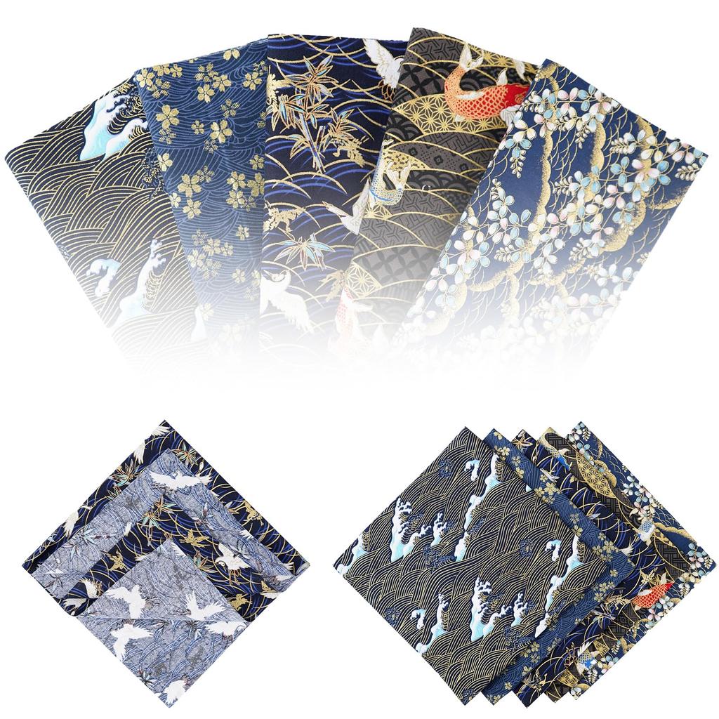 JnTech Japanese Pattern Fabric Scraps for 20x25cm with Japanese Floral and Metallic and Cut Stylish for Printed Sewing Stuffed Lucky Needles