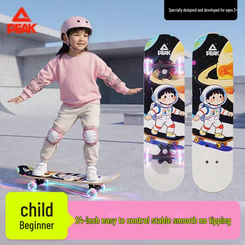 Peak Kids  24-inch Beginner Skateboard with Flashing Wheels