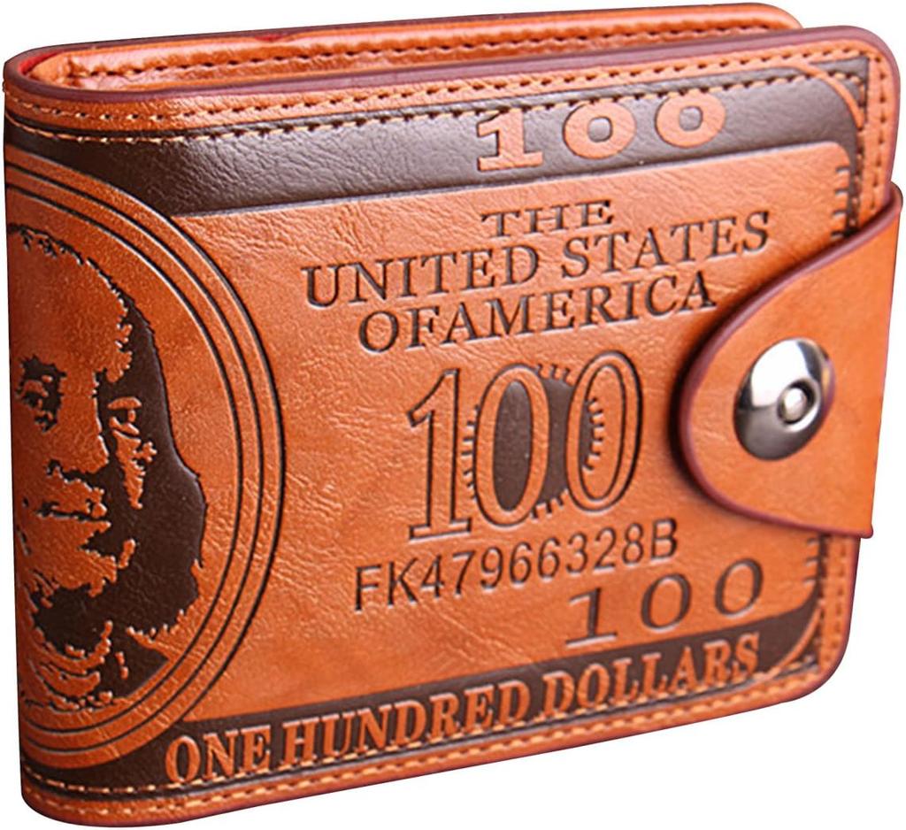 

Мужские кошельки с рисунком в 100 долларов СШАКошелек мужской кожаный кошелек с фотодержателем для картМодный большой емкости кошелек сумка кофейный