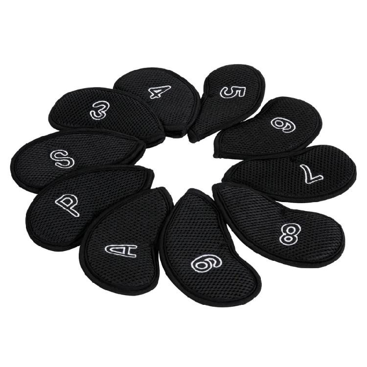 10Pcs Mesh Fabric Golf Head Covers Golf Club Head Golf Wedges Covers with Number