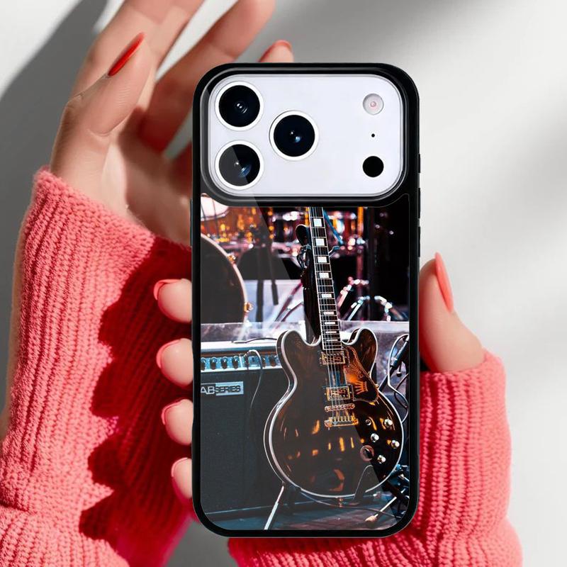 Vintage Music Guitars soft Phone Case for iPhone 17 Air 16e 15 14 13 Pro Max Back Cover for 12 11 Pro Coque