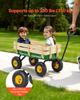 Pull-Along Wagon for Kids, 101cm Toddler Wagons with Wooden Panels & Handle, Supports Up To 150kg, All-Terrain Utility Wagon Cart Birthday Present for